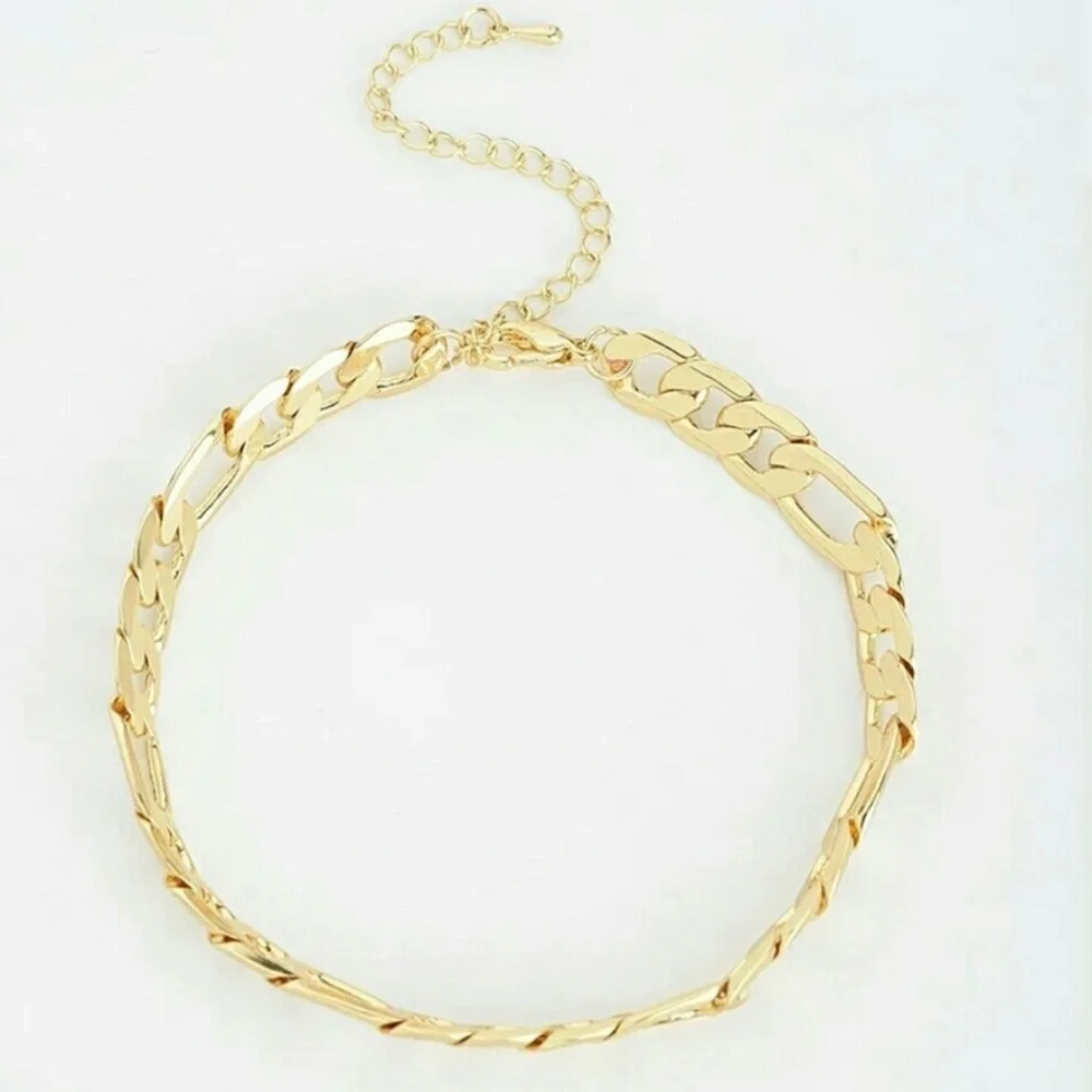 18k Gold Plated & Silver Chain Link Anklet - Picture 3 of 4